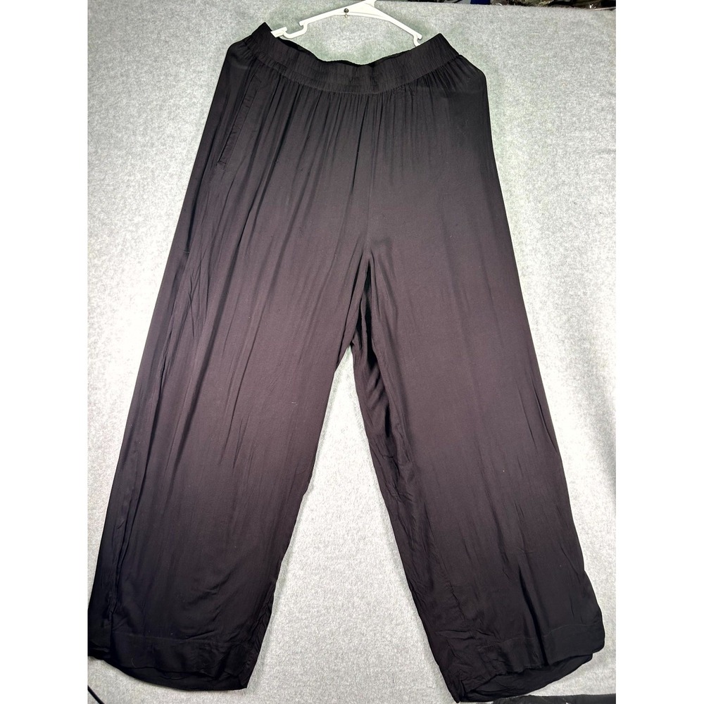 Hole* Universal Standard Verbena Voile Pants Women 2XS Black Elastic Waist Wide